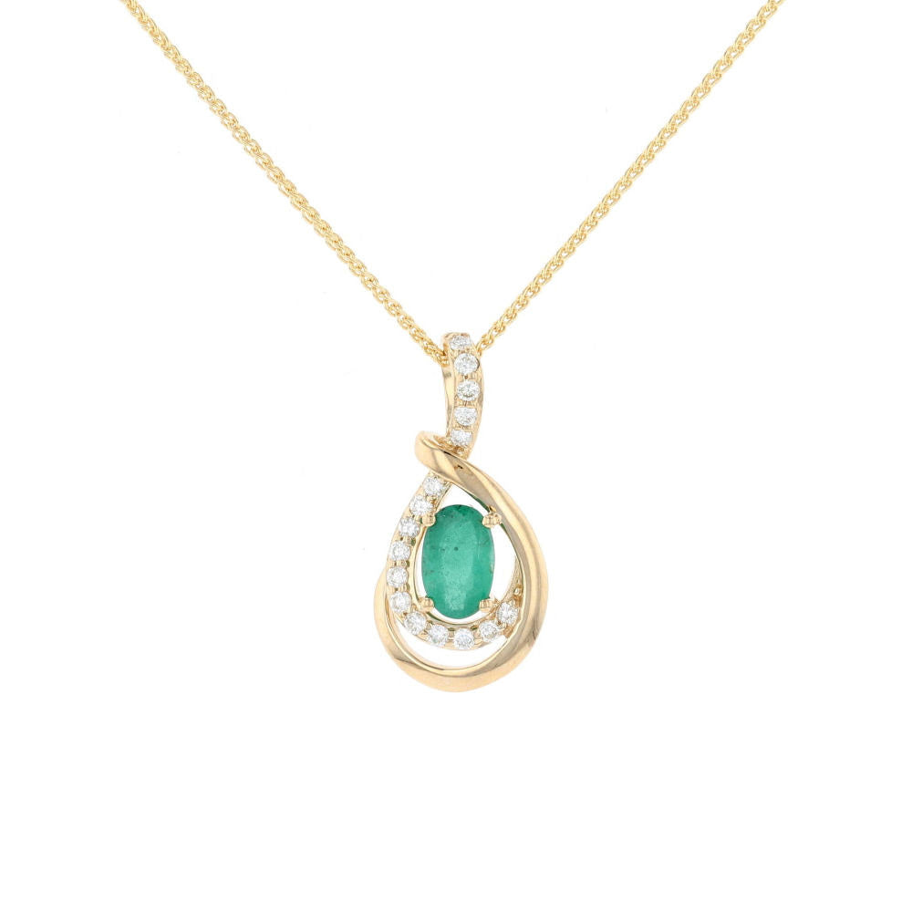 Emerald & Diamond Teardrop Pendant