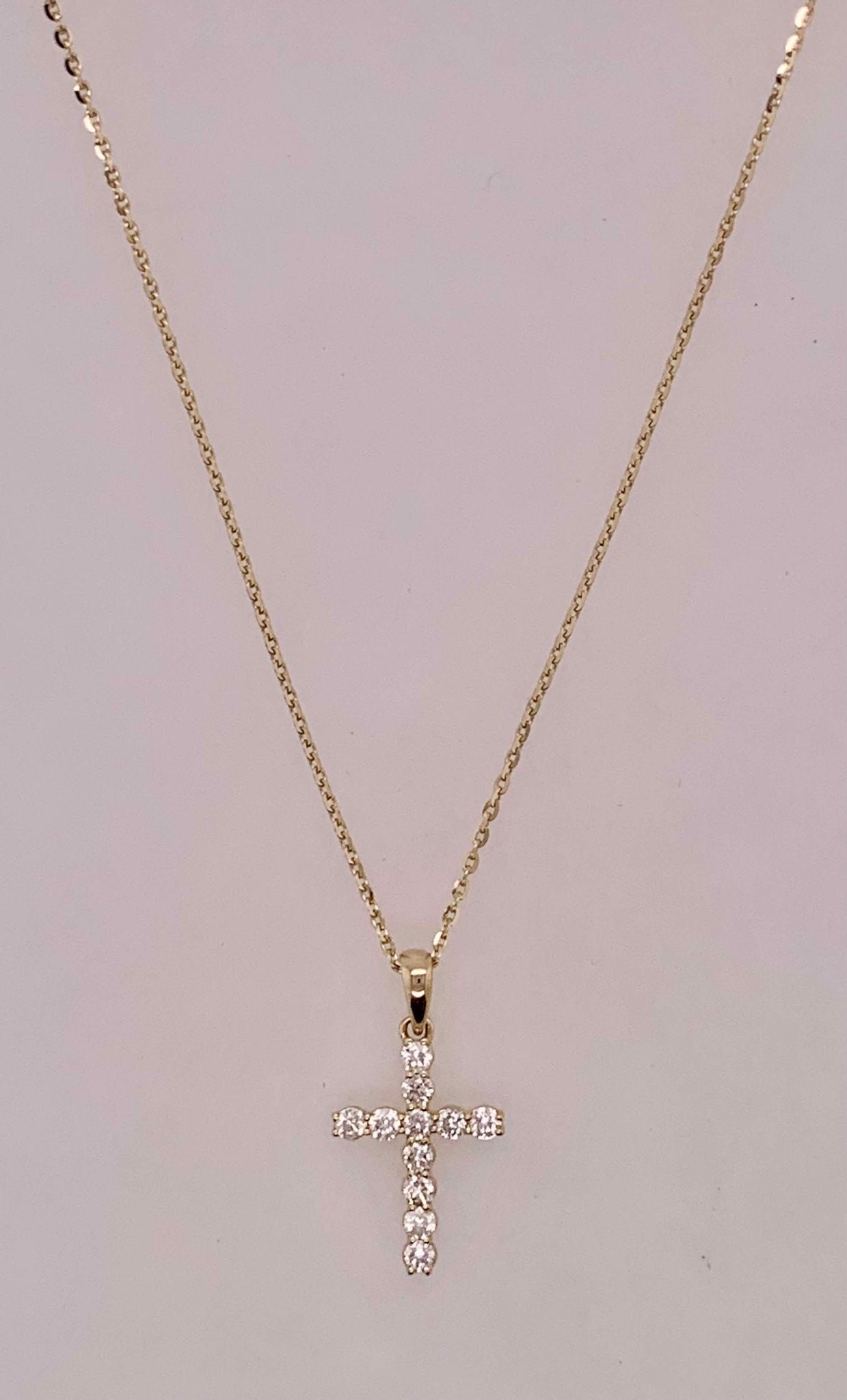 14K Diamond Cross Pendant Necklace