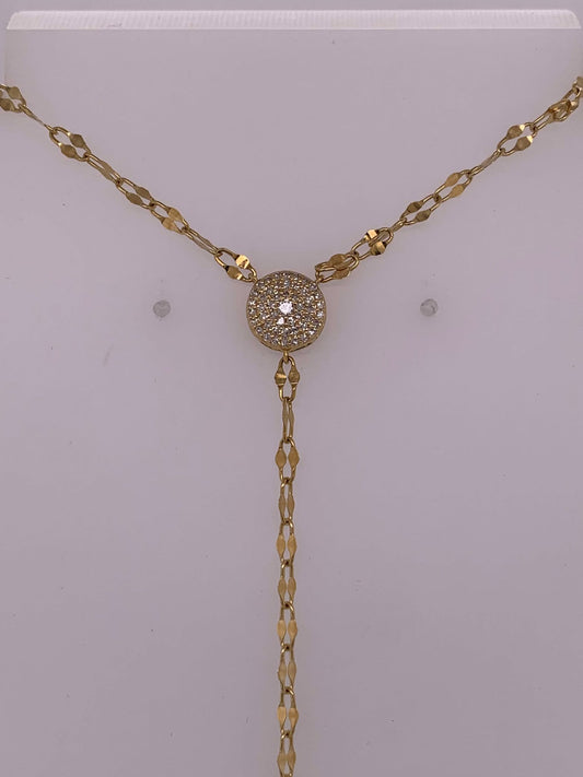 14K Diamond Y Necklace