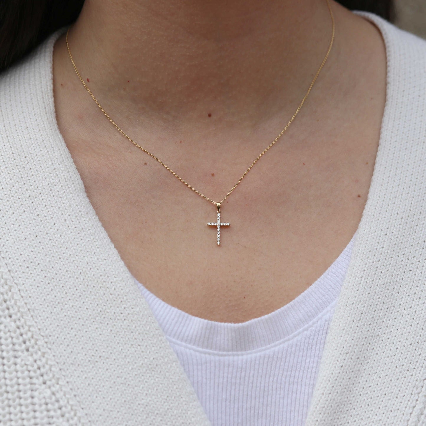 Yellow Gold Diamond Cross Pendant