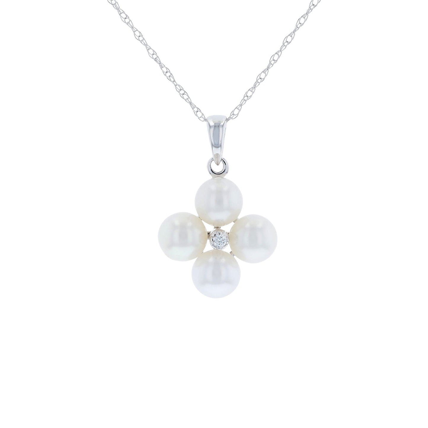 Freshwater Pearl & Diamond Cluster Pendant