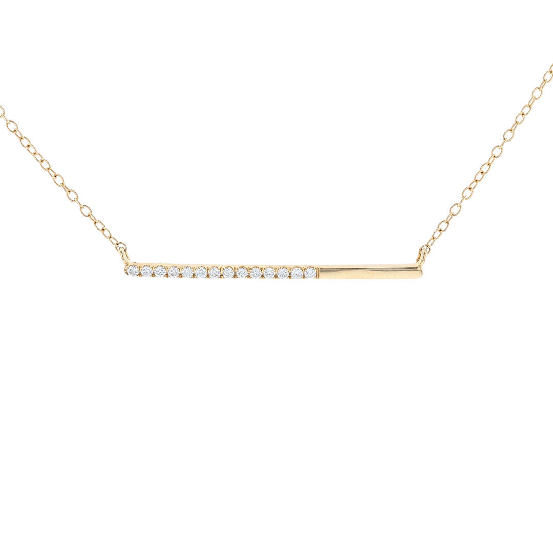 Yellow Gold Diamond Bar Necklace