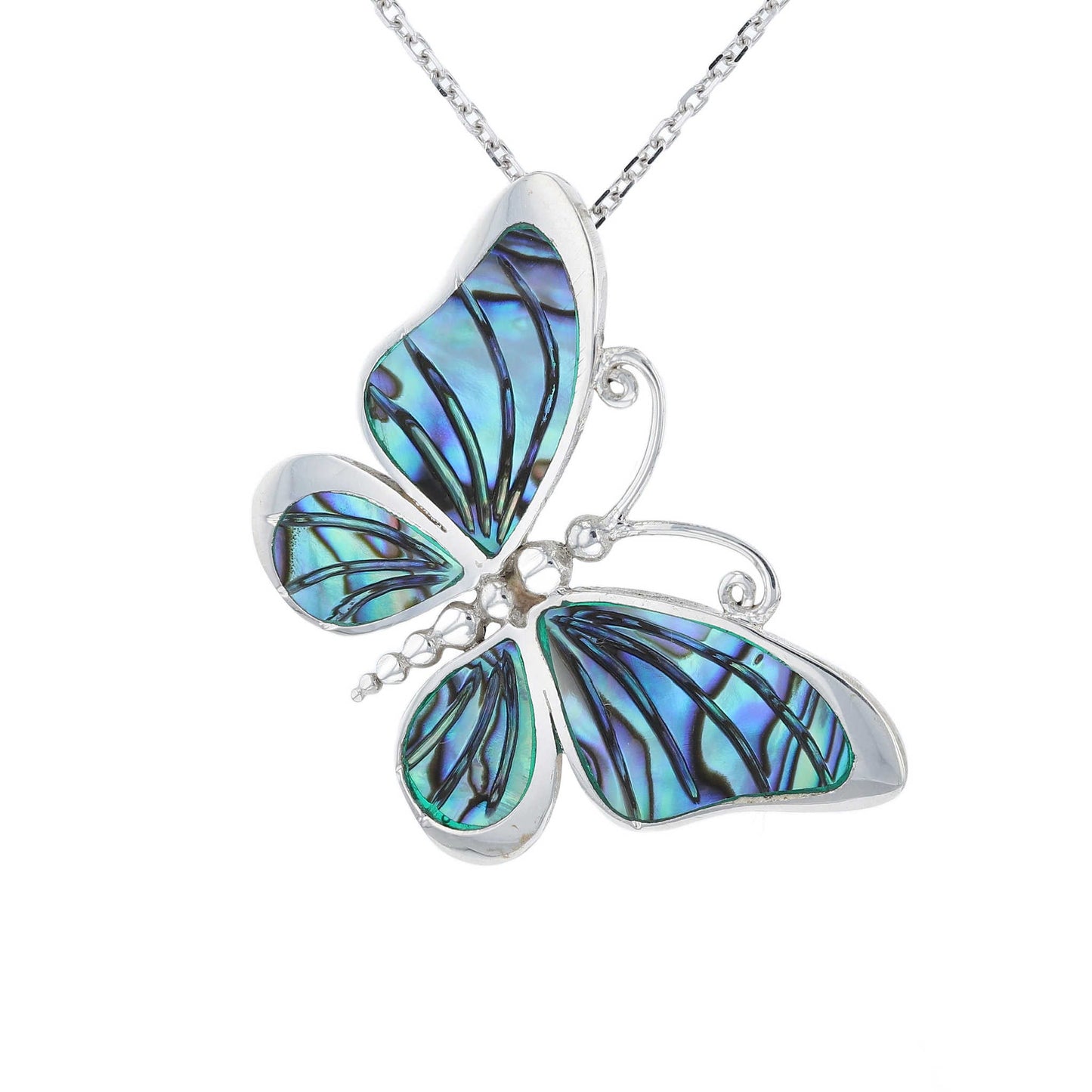 Sterling Silver Paua Shell Butterfly Necklace