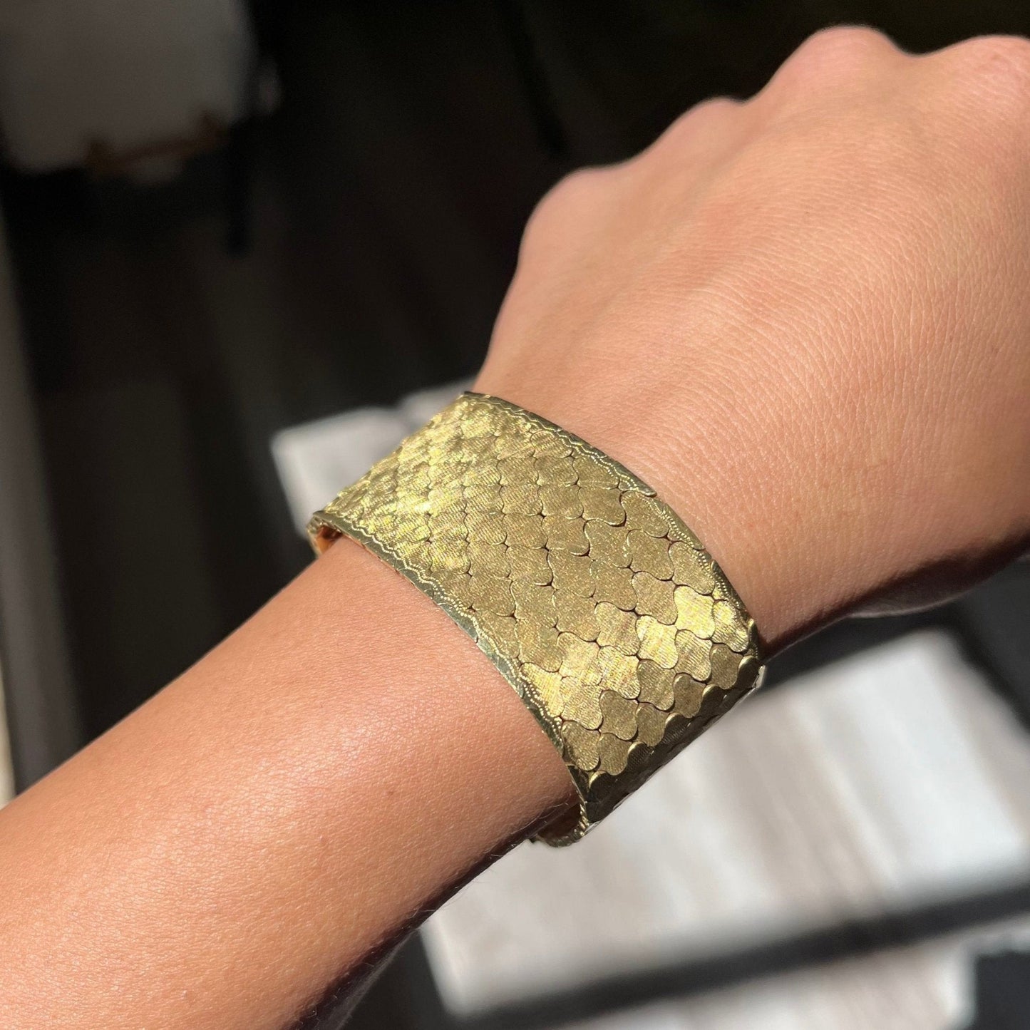 Vintage Snake Skin Flex Link Bracelet Italian