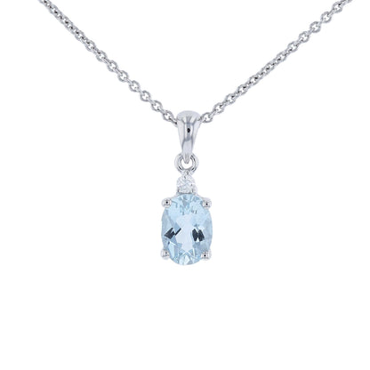 Oval Aquamarine & Diamond Pendant