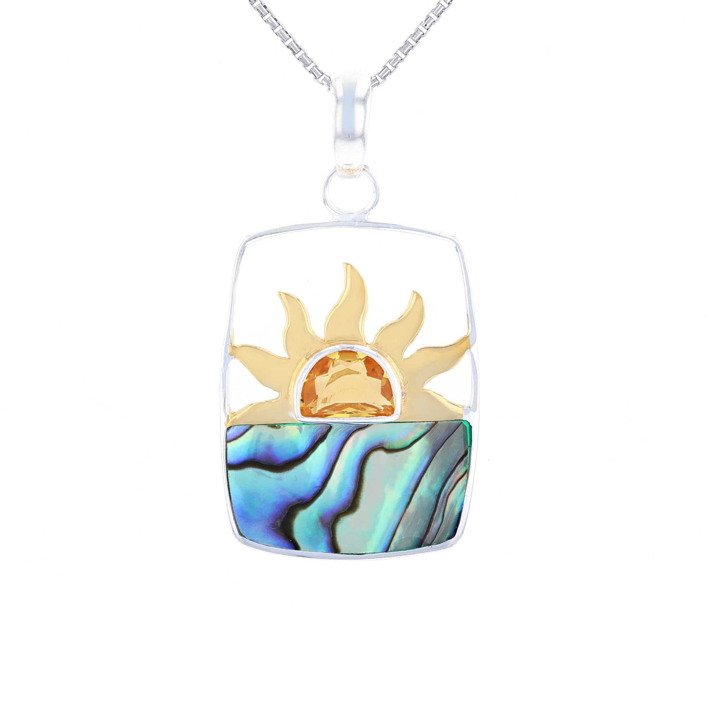 Citrine & Paua Shell Ocean Sunset Necklace