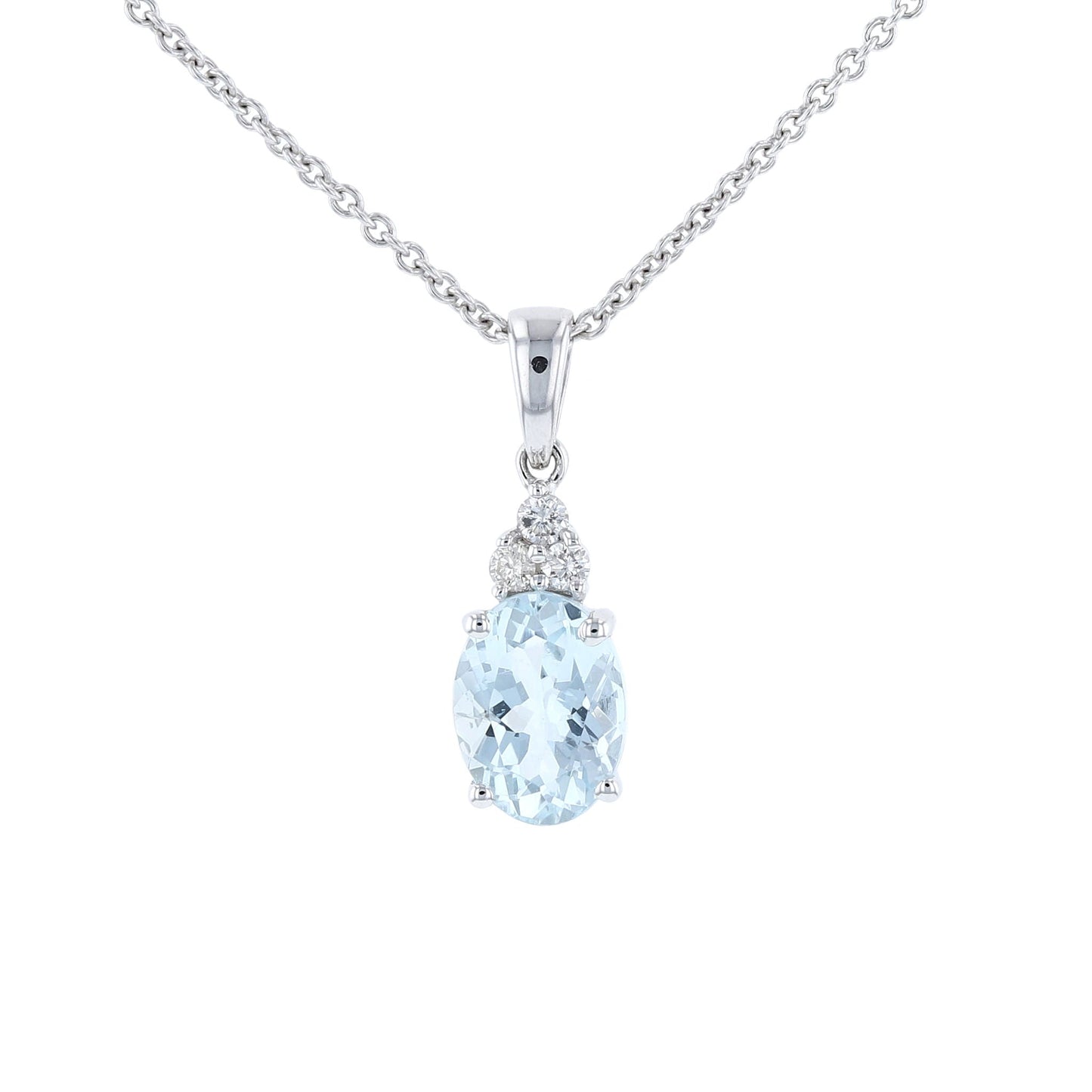 Diamond & Oval Aquamarine Pendant