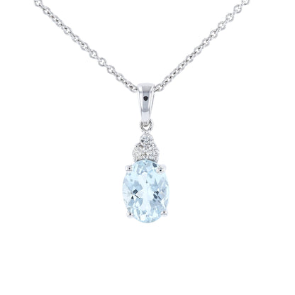 Diamond & Oval Aquamarine Pendant