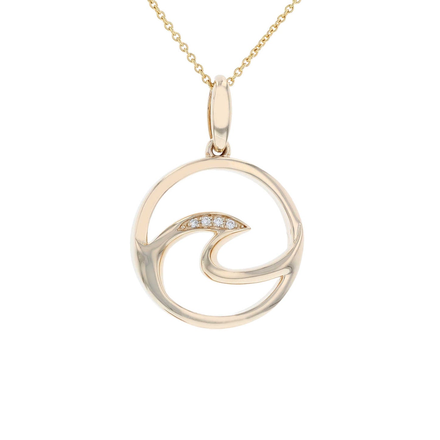 Yellow Gold Diamond Open Wave Pendant