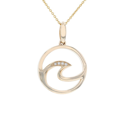 Yellow Gold Diamond Open Wave Pendant