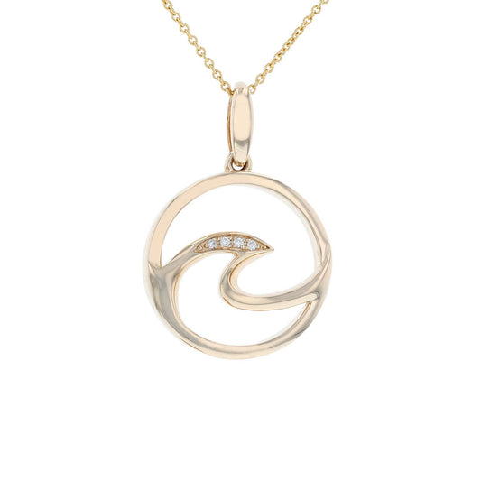 Yellow Gold Diamond Open Wave Pendant