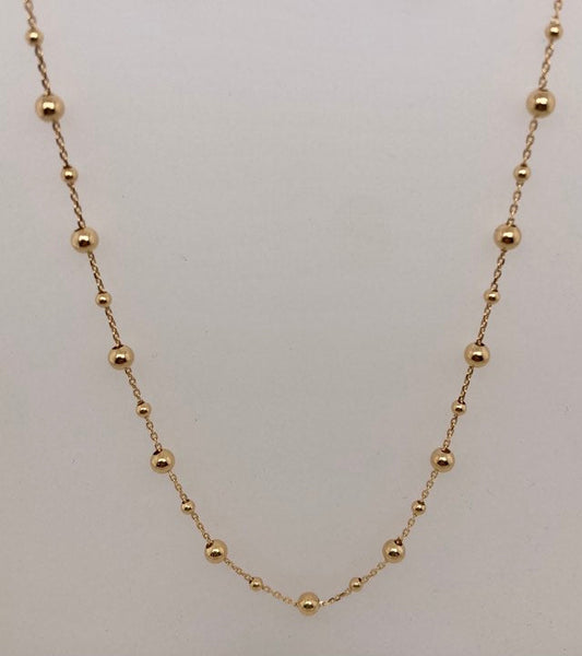 14K Gold Bead Station Necklace