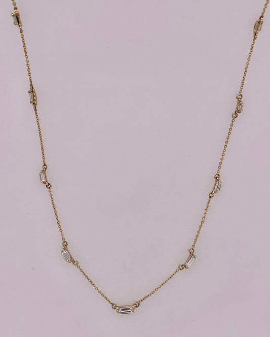 14K Diamond Station Necklace