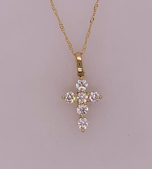 14K Diamond Cross Pendant