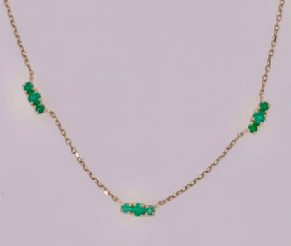 14K Emerald Station Necklace