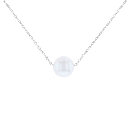 White Gold Solitaire Pearl Necklace