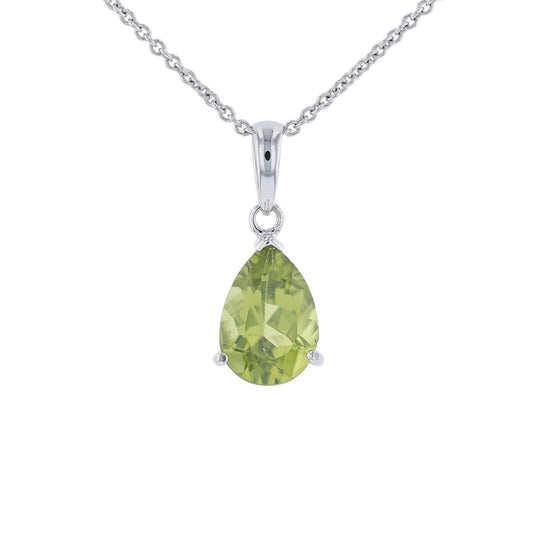 Solitaire Pear Peridot Pendant