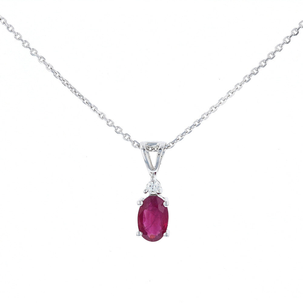 Petite Oval Ruby & Diamond Pendant