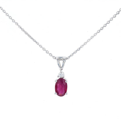 Petite Oval Ruby & Diamond Pendant