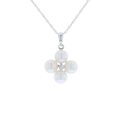 Freshwater Pearl & Diamond Cluster Pendant