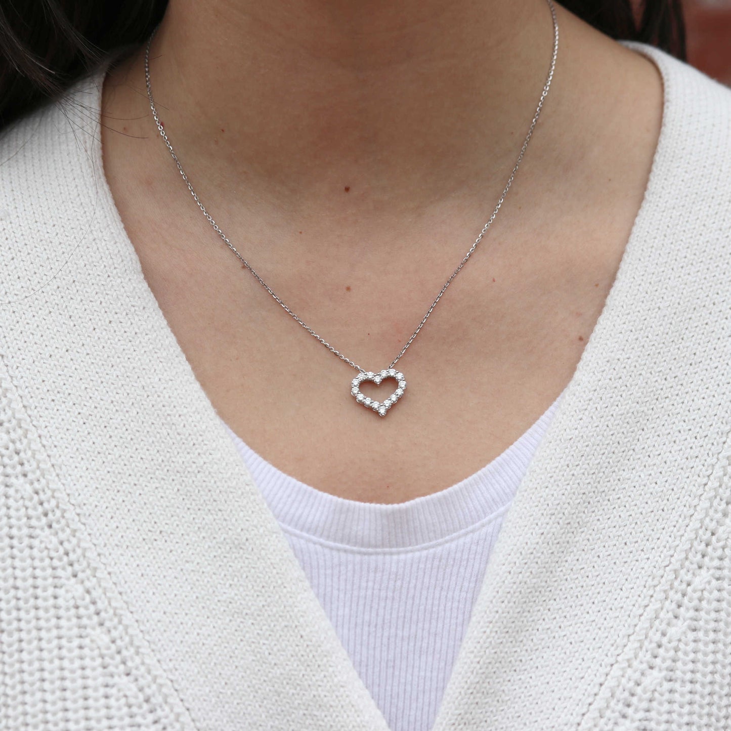 Lab Diamond Heart Slide Necklace