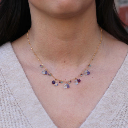 Gold Filled Briolette Multicolor Necklace