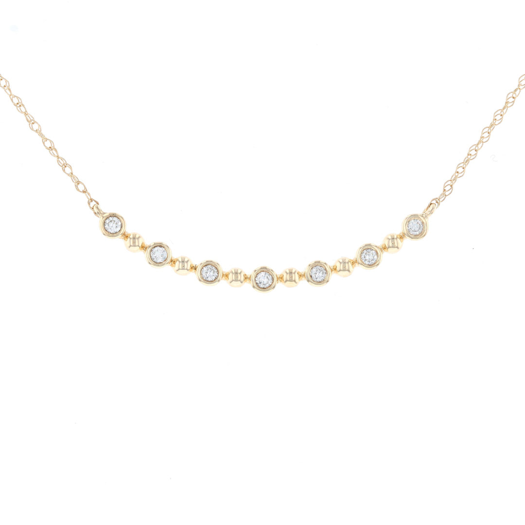 Yellow Gold Bead Diamond Smile Necklace