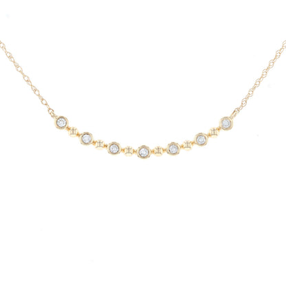 Yellow Gold Bead Diamond Smile Necklace