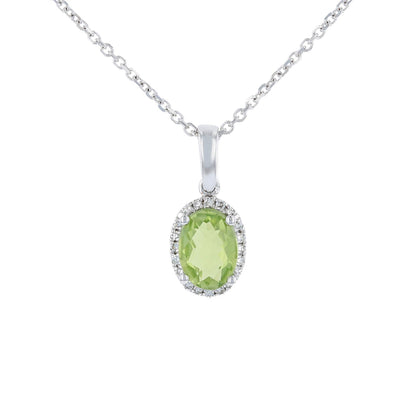 Peridot & Diamond Oval Halo Pendant