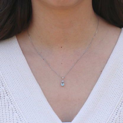 Diamond & Oval Aquamarine Pendant