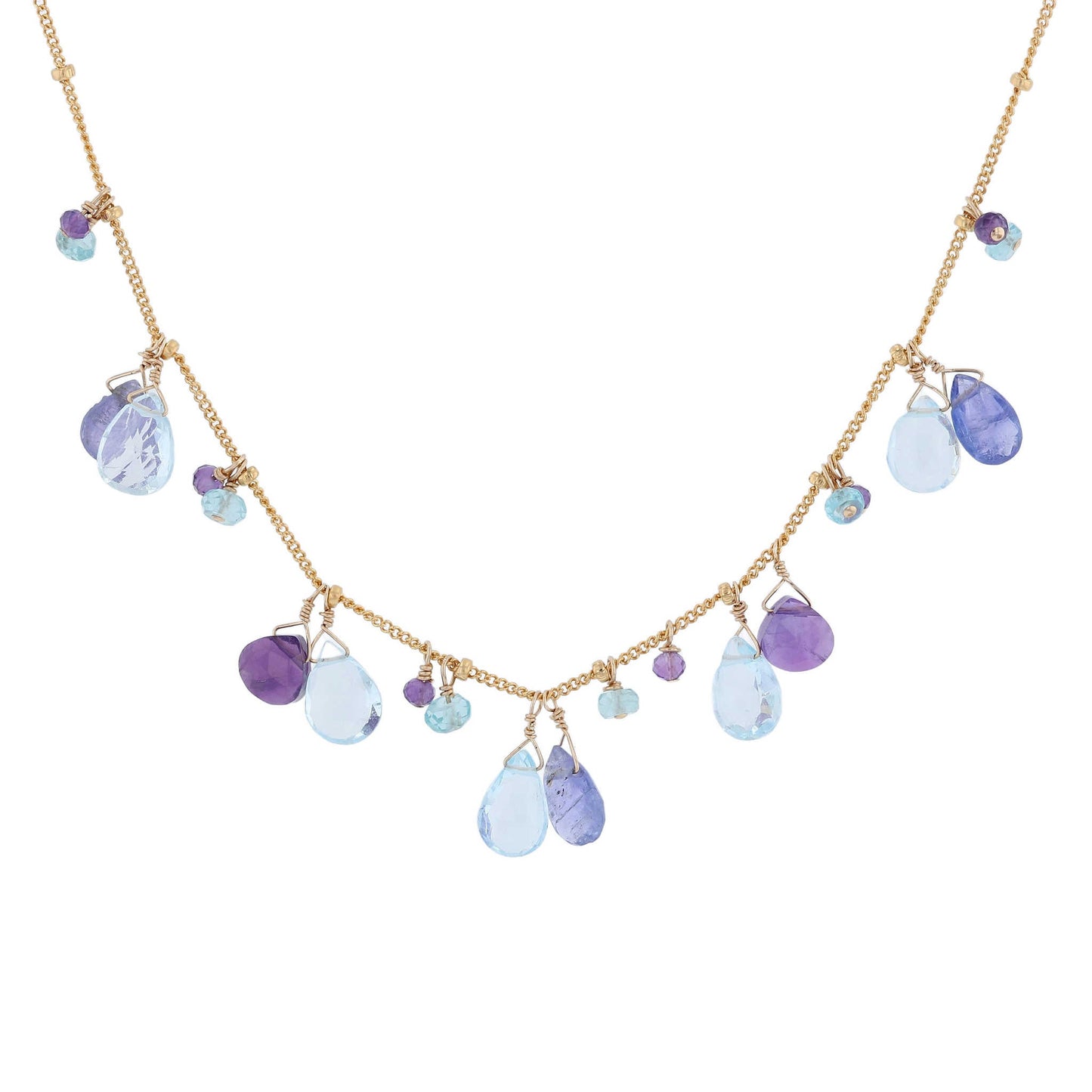 Gold Filled Briolette Multicolor Necklace