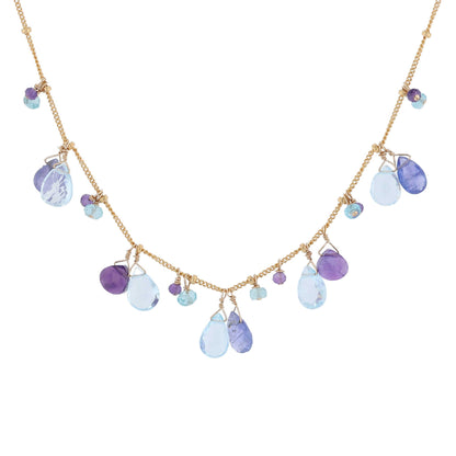 Gold Filled Briolette Multicolor Necklace