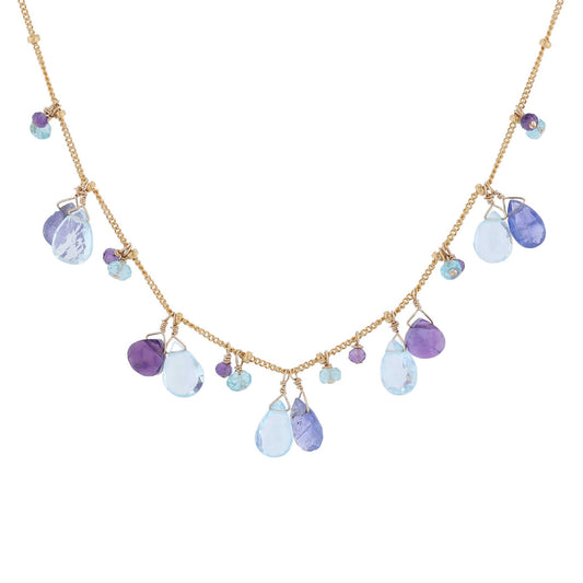 Gold Filled Briolette Multicolor Necklace