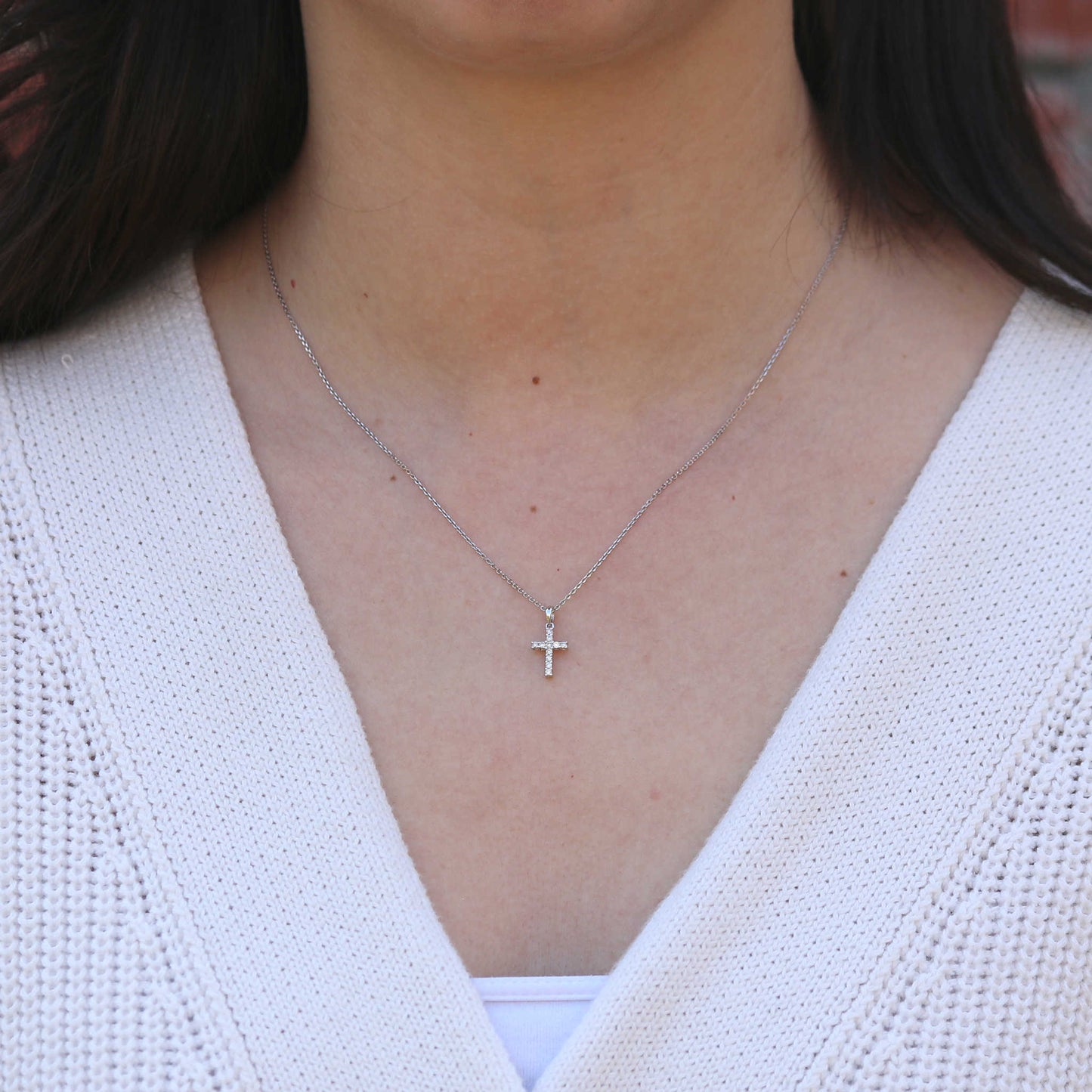 White Gold Diamond Cross Pendant