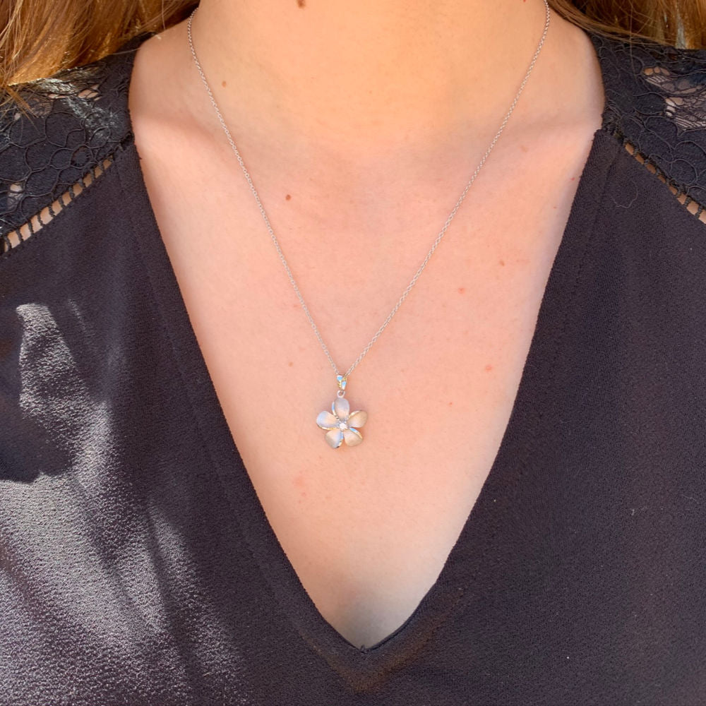 Silver Plumeria Necklace