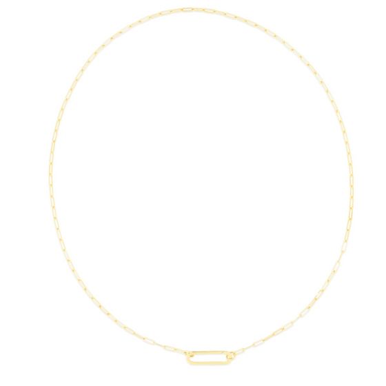 14K Gold Elongated Link Push-lock Necklace