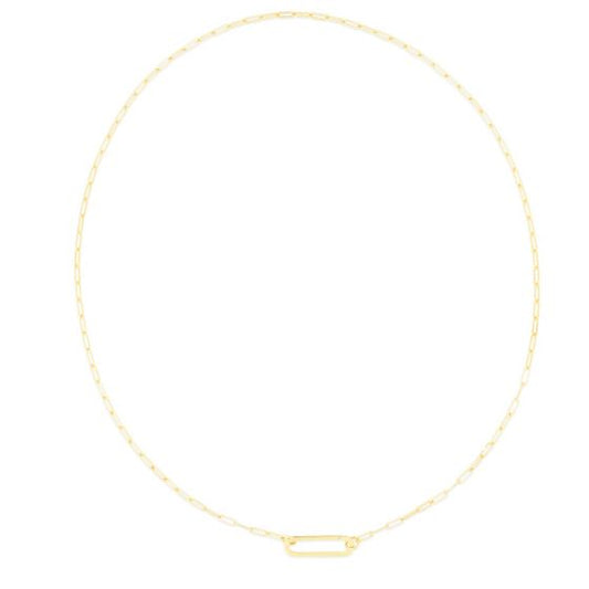 14K Gold Elongated Link Push-lock Necklace